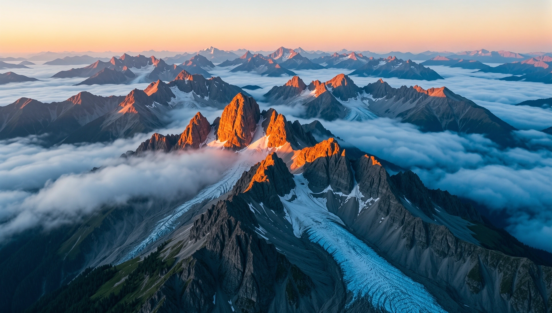 Alpiner Sonnenaufgang über dem Berner Oberland